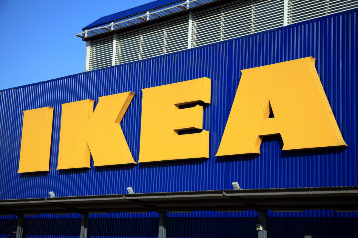 London, UK – November 19, 2011:  Ikea logo advertising sign outside its retail supermarket stores in Brent Park Wembley